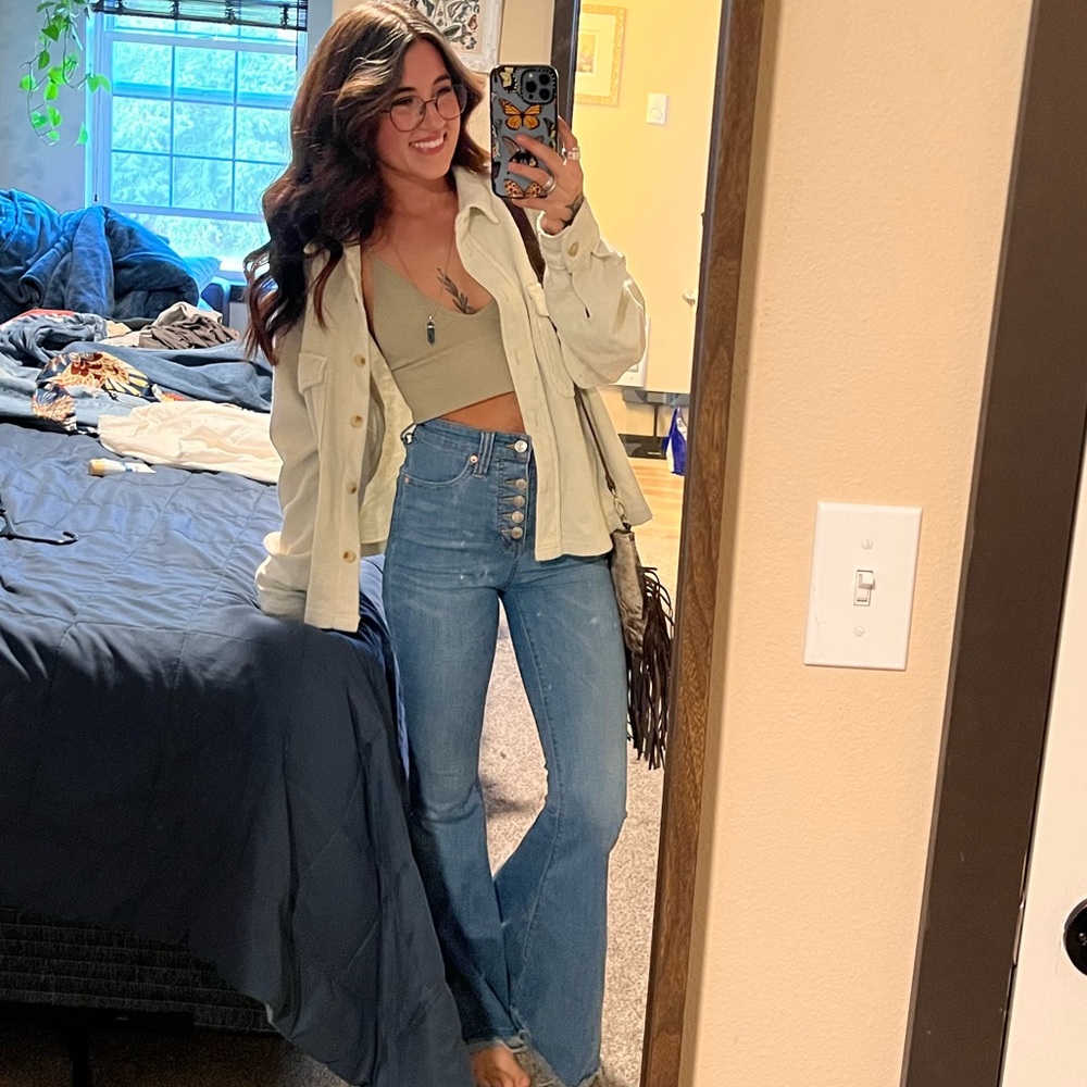 We The Free High Waisted Button Fly Bell Bottoms Size 26